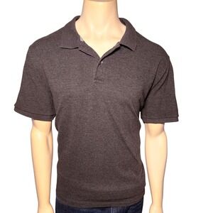 Eddie Bauer Mens XL Charcoal Gray Pique Polo Shirt Short Sleeve EM12PL149P